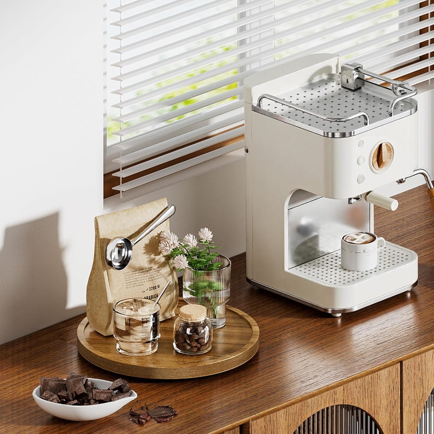 LAMU 12'' Acacia Wood Lazy Susan Organizer for Table Top, Lazy Susan Turntable for Cabinet, Kitchen, Countertop, Pantry Organization