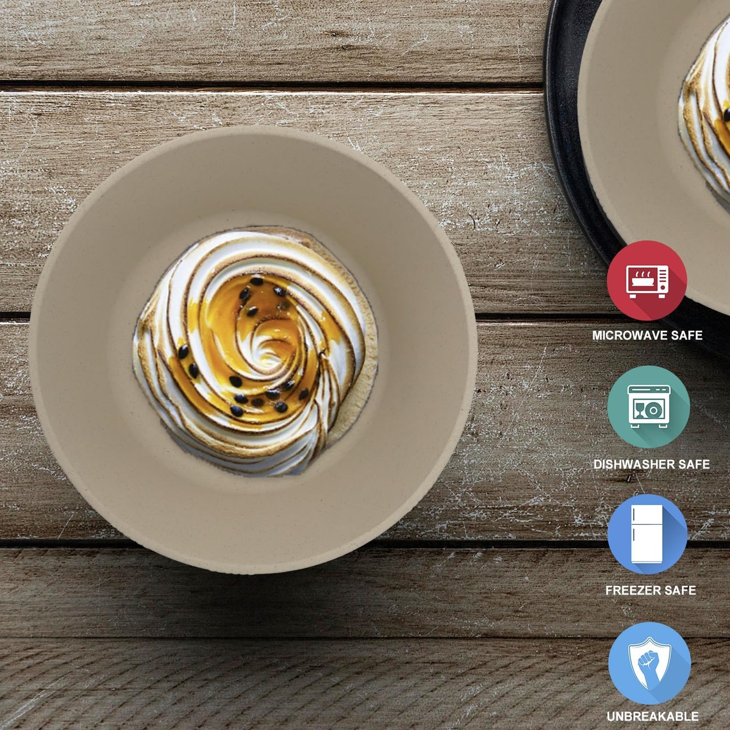 Wheat Straw Bowl Sets with Textured Pattern,6 PCS Unbreakable Cereal Bowl 36 OZ,Microwave and Dishwasher Safe Bowls,Soup Bowl Sets BPA Free for Salad (Beige