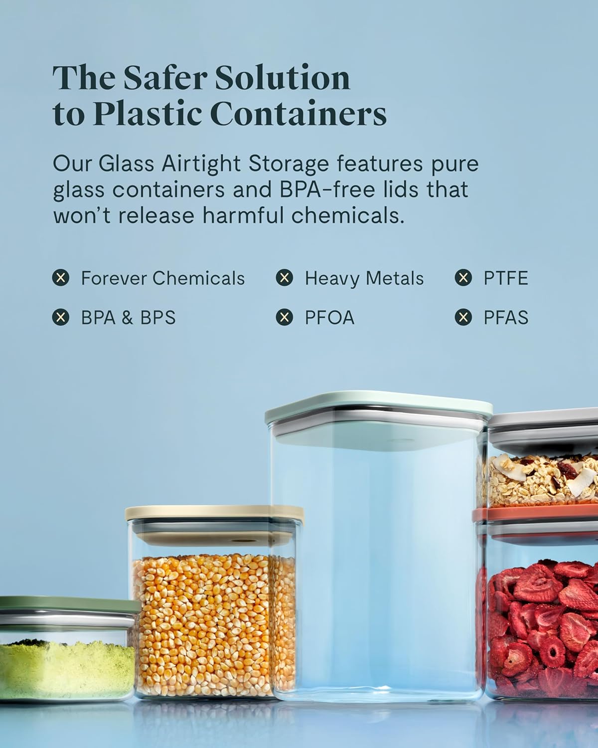 Caraway 1qt Glass Airtight Food Storage Container with Lid – Non-Toxic, BPA-Free Kitchen Storage Container – Stackable, Space-Saving Airtight Container for Dry Goods and More - Perracotta