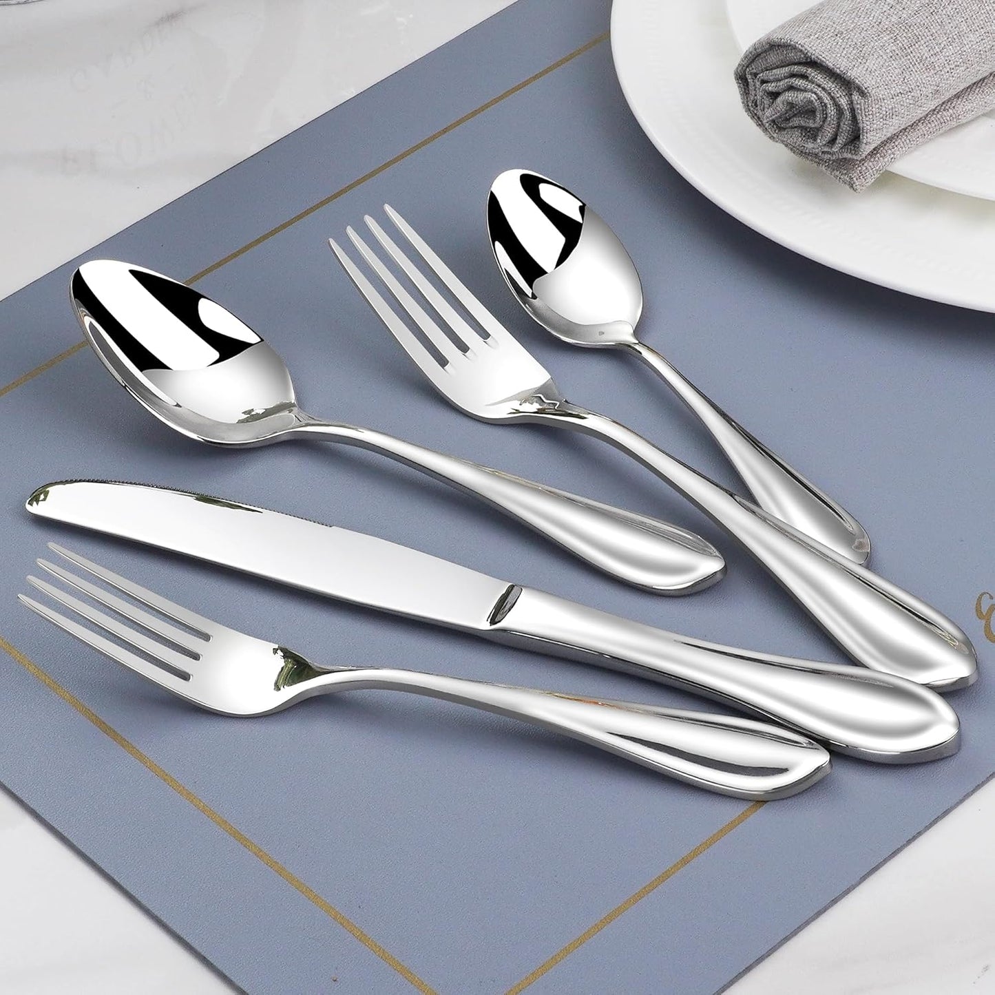 30 Pieces 18/10 Stainless Steel Flatware for 6, Heavy Duty Silverware Set, Forged Thick Kitchen Silverware, Dishwasher Safe, Ideal for Gift