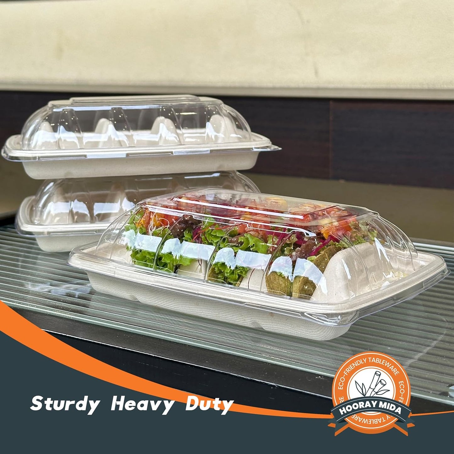 25-Pack 100% Compostable Biodegradable Paper Taco Holders, Eco-Friendly Disposable Paper Taco Tray for Taco Tuesday, Lazy Susan Taco Bar (25-pack)