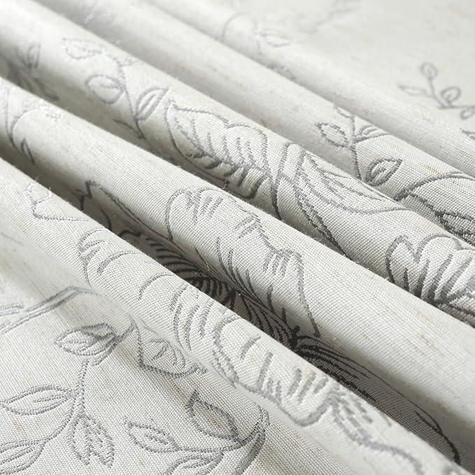 Chassic Premium Vintage Farmhouse Damask Floral 52 x 70 inch Rectangle Table Cloth – Water Resistant Linen Textured Jacquard Tablecloth for Kitchen Dining & Picnic Decor - Grey