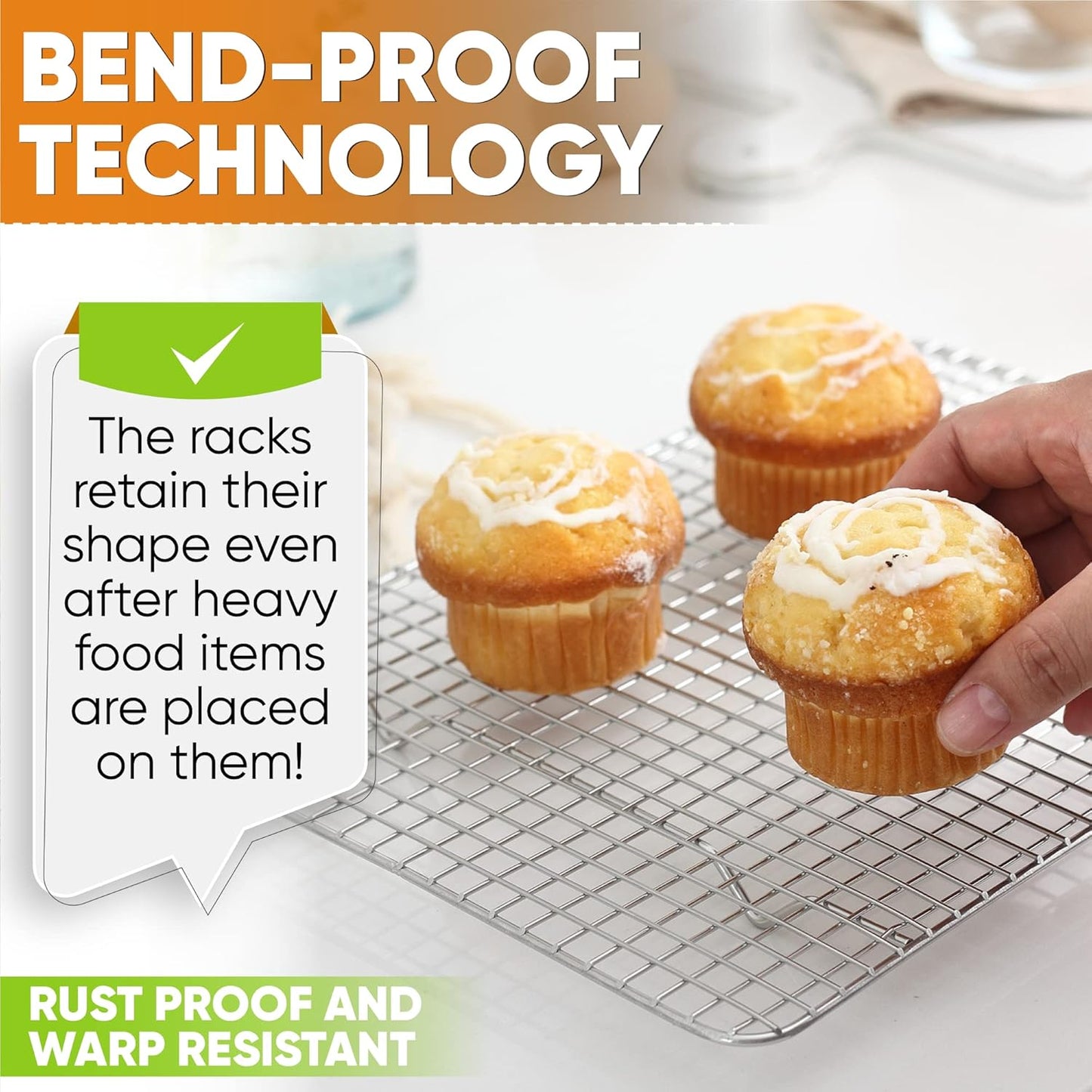 Spring Chef 8.5 x 12 Inch Stainless Steel Cooling Rack for Cooking and Baking - Oven Safe Cookie Cooling Rack - Fits Small Quarter Sheet Pan - Dishwasher Safe