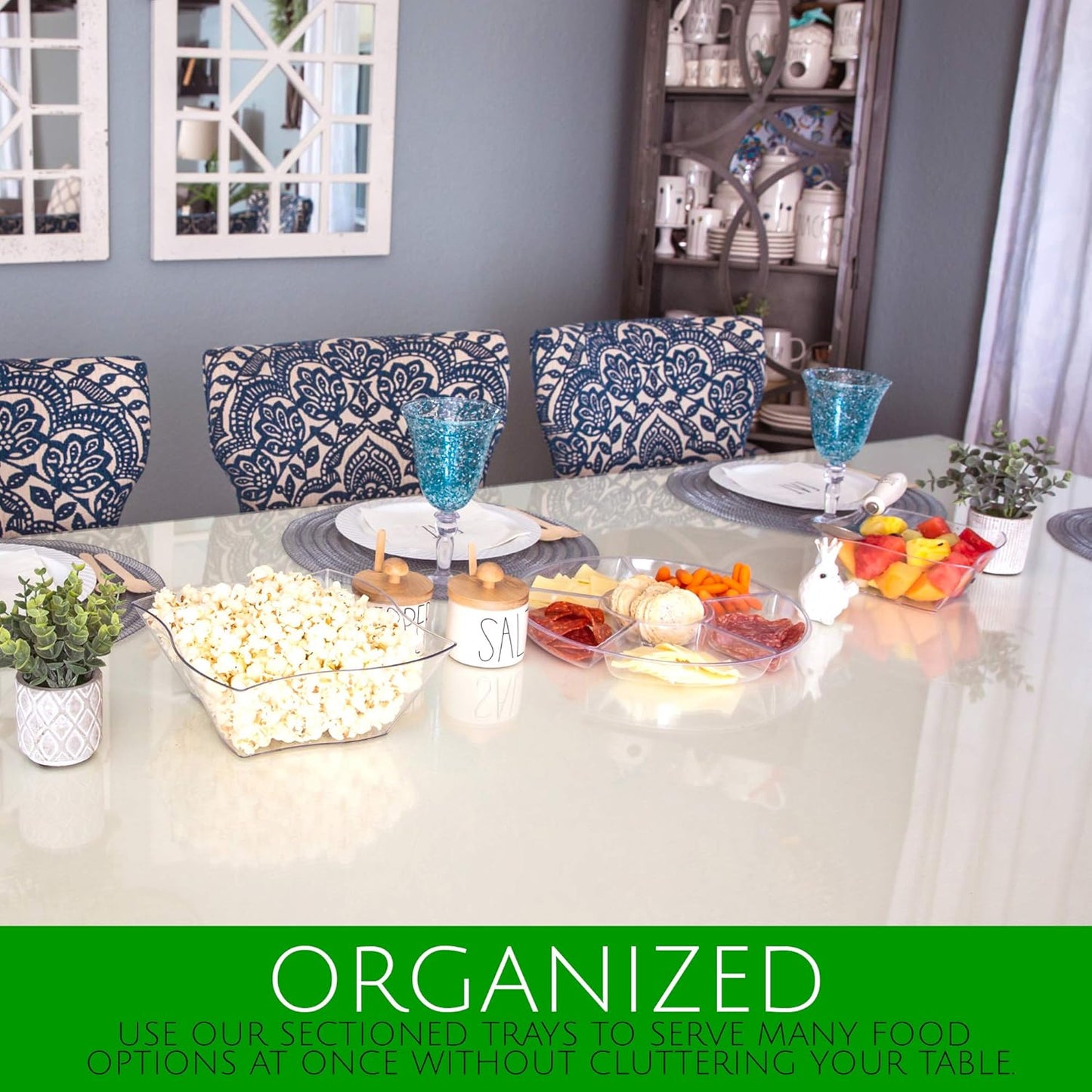 Plasticpro 6 Sectional Round Plastic Serving Tray/Platter (4, Clear)