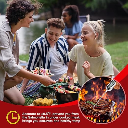 6 Pcs Instant Read Meat Thermometer with Long Probe 9.65 Inch Kitchen Cooking Food Candy Waterproof Digital Thermometer for BBQ Water Milk Yogurt Liquid Cooking(White)