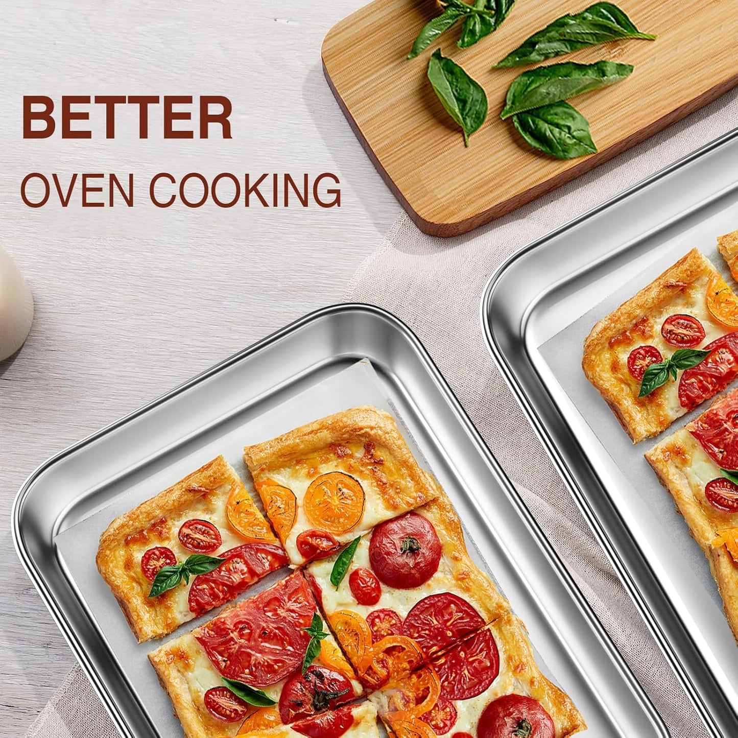 Wildone Sheet Pan Set Baking Sheet Cookie Sheet Baking Pan Toaster Oven Pans, 12 PCS Stainless Steel Baking Tray Cookie Pan, Heavy Duty & Dishwasher Safe, 9 x 6.7 x 1 Inches