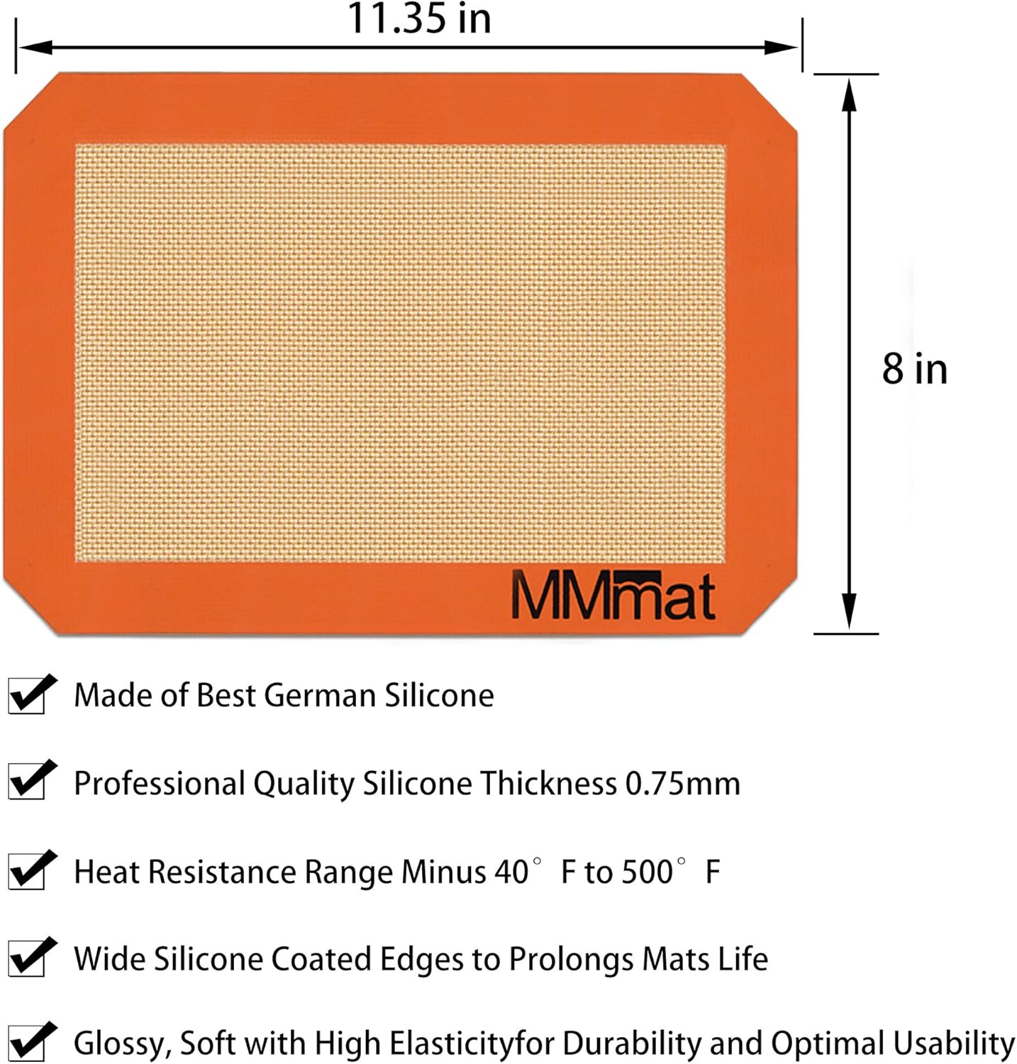 Silicone Baking Mat - Best German Silicone - Non Slip Silicone Baking Sheet, Non Stick Reusable Silicone Mats for Baking, Oven Liner, Counter Mat - 2 Quarter Sheets Baking Mat