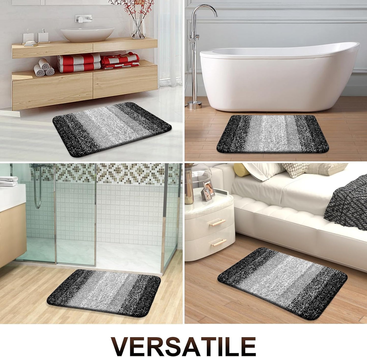 OLANLY Bathroom Rugs Mat 40x32, Extra Soft Absorbent Microfiber Bath Rugs, Rubber Backing, Quick Dry, Machine Washable Bath Mats for Bathroom Floor, Tub and Shower, Home Decor Accessories, Black
