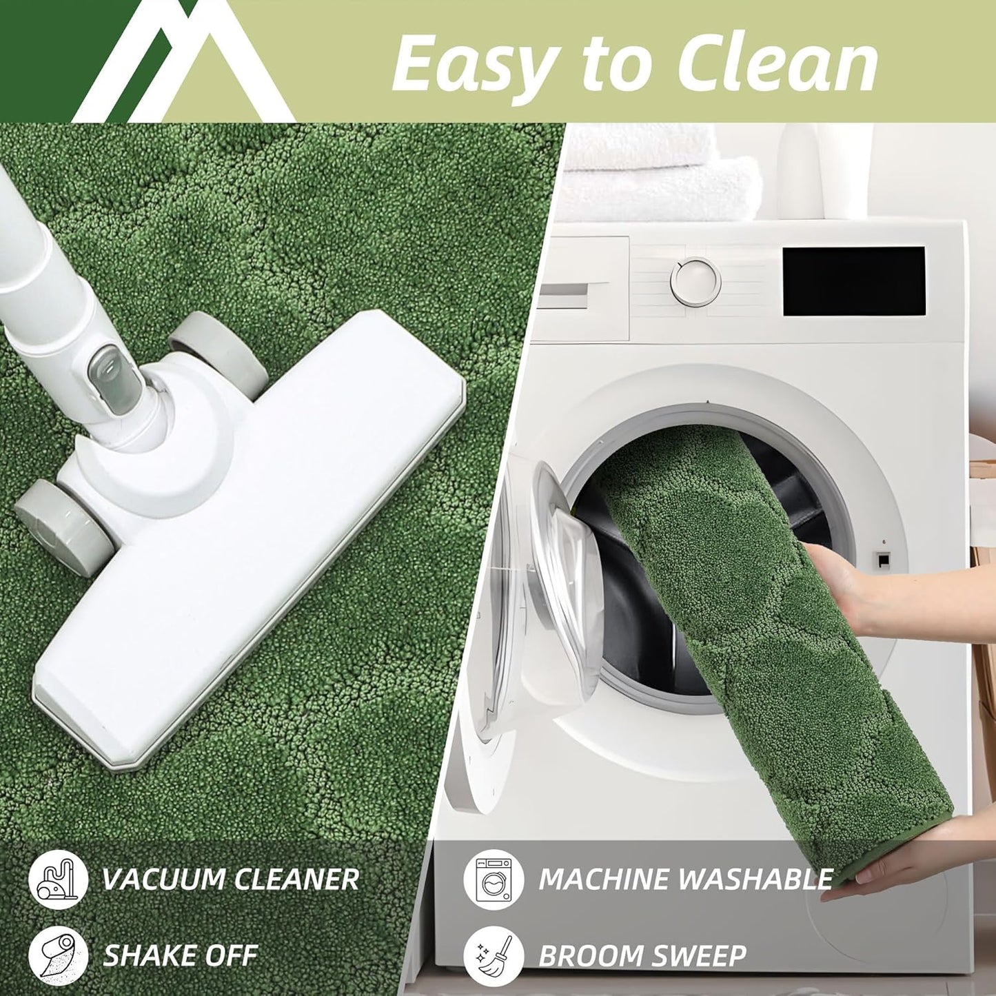 COSY HOMEER Soft Kitchen Floor Mats for in Front of Sink Super Absorbent Rugs 20"x59" Non-Skid Kitchen Standing Mat Washable,Polyester,Green