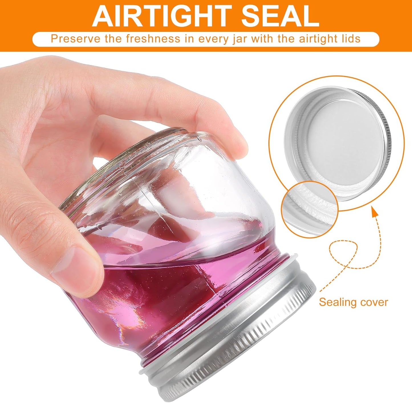 6 Pack Small Mason Jars with Labels, 8 oz Glass Jars with Airtight Lids, Half Pint Canning Jars for Jelly, Jam, Honey, Pickles, Spice, Overnight Oats, Food Storage, Candle & DIY Present