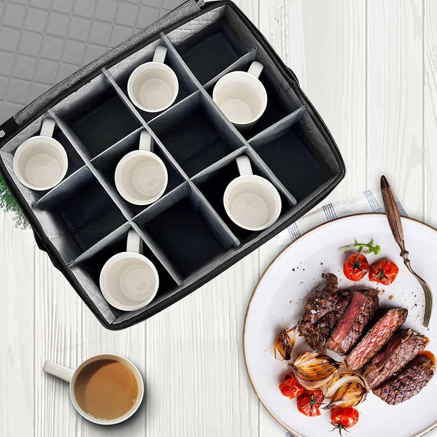 Quilted Mug Cup Storage Box-China Storage Containers Hard Shell,Cup Storage Containers with Lid for Moving Transport,Kichen Dinnerware Storage