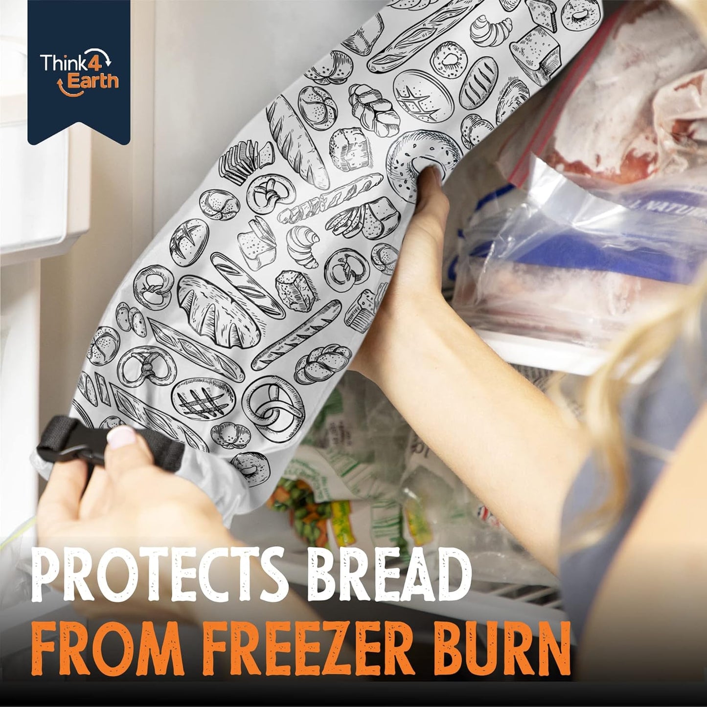 THINK4EARTH® - Large Bread and Baguette Bags (White, Baguette Bag 2 Pack)