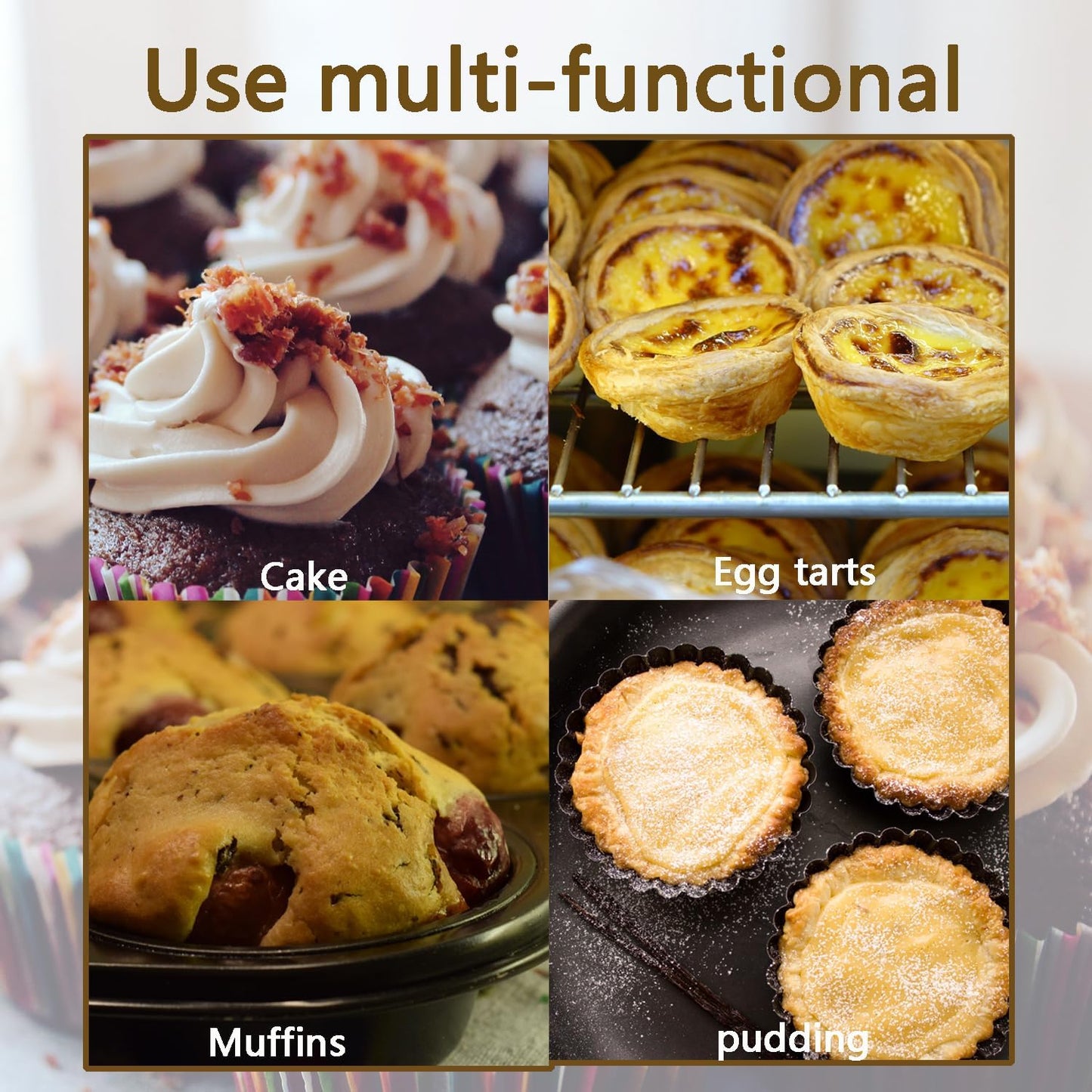 2Pcs Non-Stick 6-Cup Muffin Pan for Baking, Carbon Steel Cupcake Baking Tray, Stackable Cupcake Molds, Dishwasher Safe - 10.4 x 7.3 x 1.1 Inches (Black)