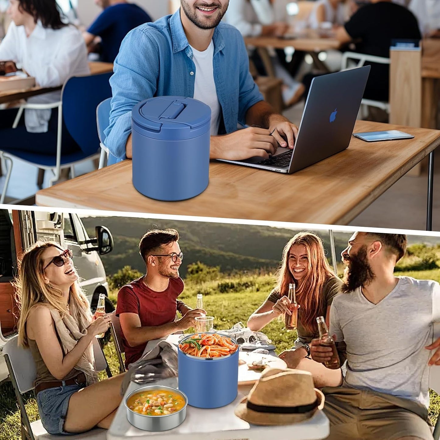 Thermo for Hot Food, Soup Thermo for Adults 40oz Lunch Containers Wide Mouth, Insulated Food Container Leak Proof Vacuum Stainless Steel With Carry Handle and Spoon BPA Free