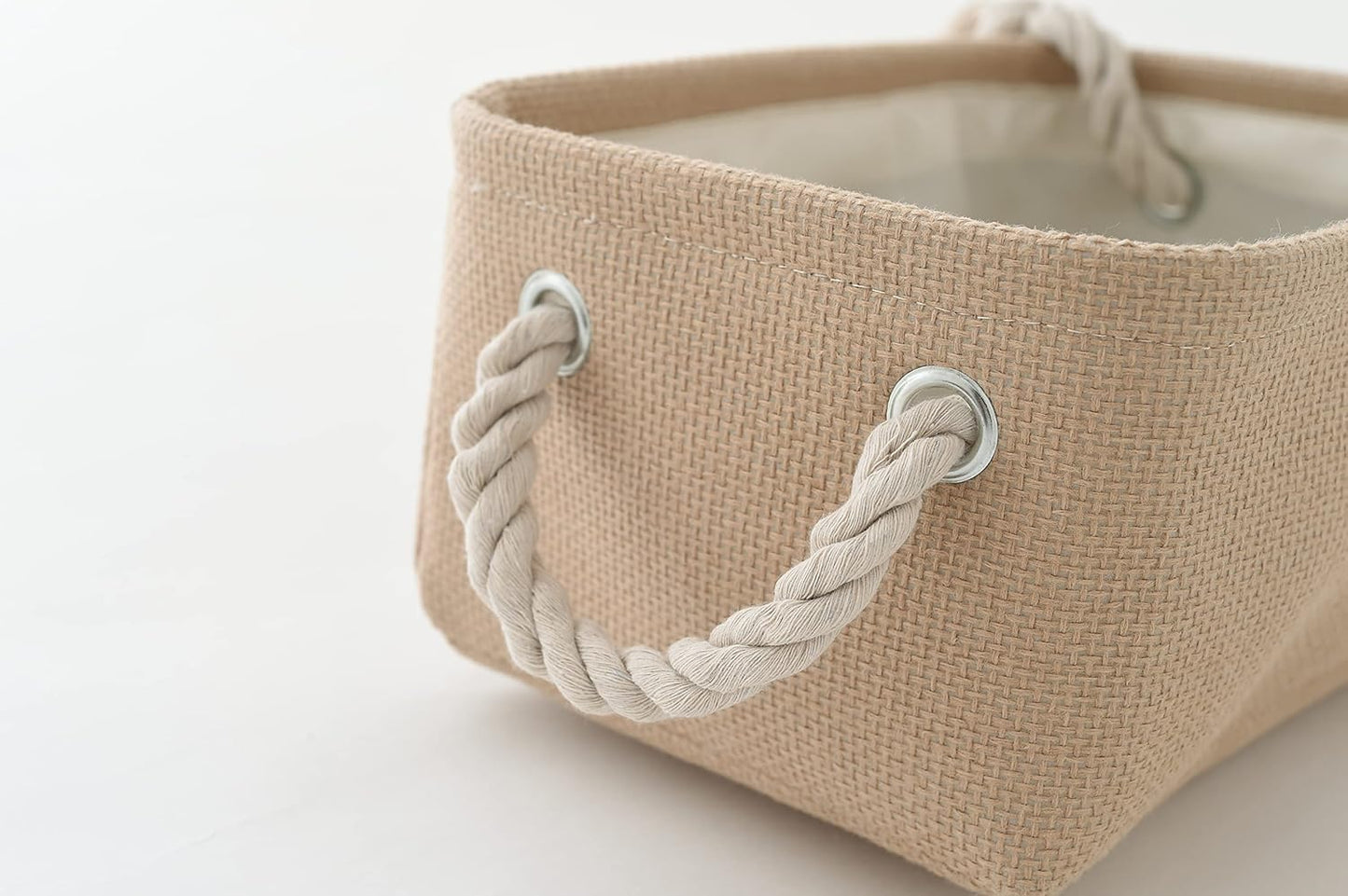 Organization and Storage Basket for Gifts Empty - 12x8x5.2 inch Small 6 Pack Collapsible Storage Box for Organizing, Fabric Storage Cubes for Cloth Books Laundry Canvas(Beige)