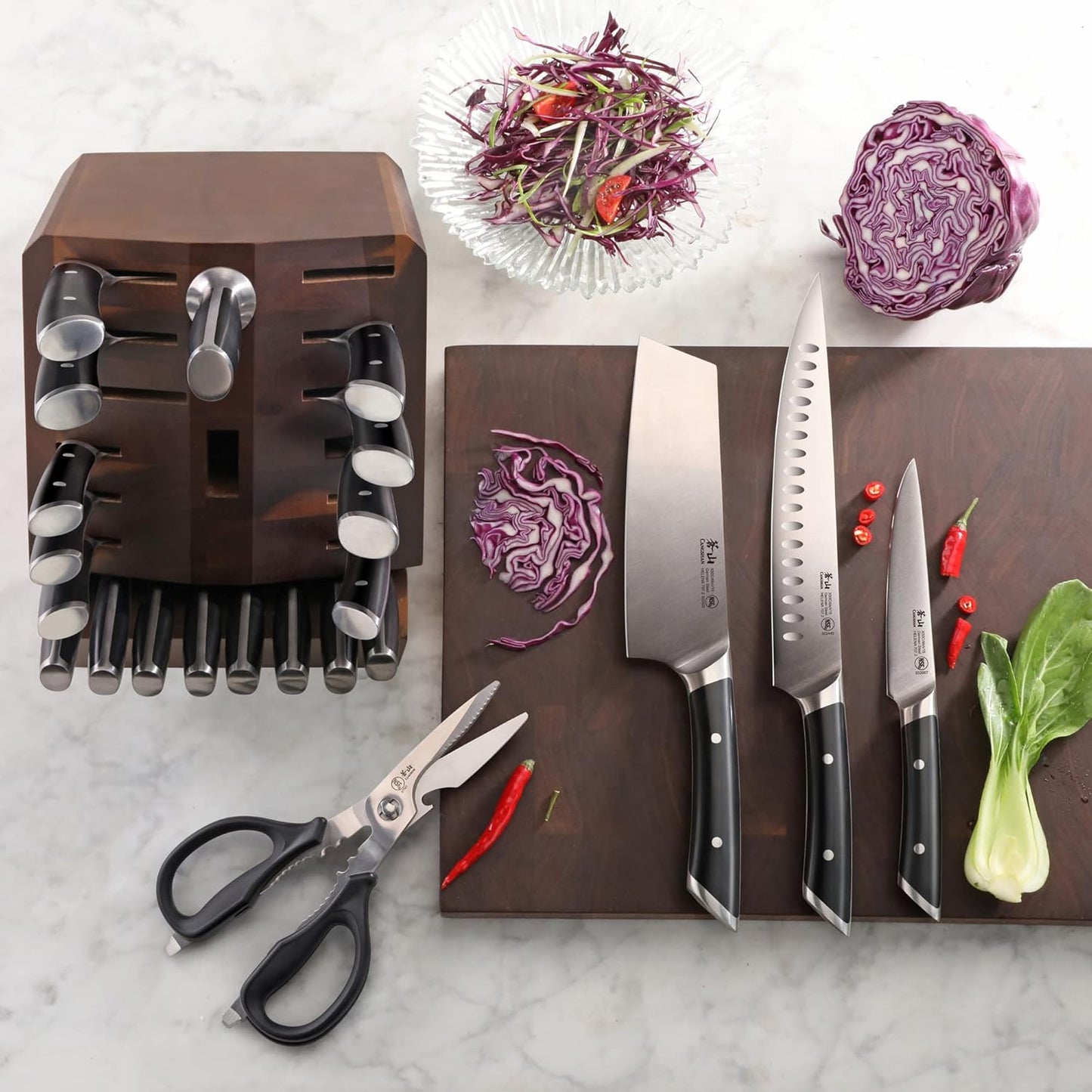 Cangshan HELENA Series German Steel Forged Knife Block Set (23-Piece, Black)