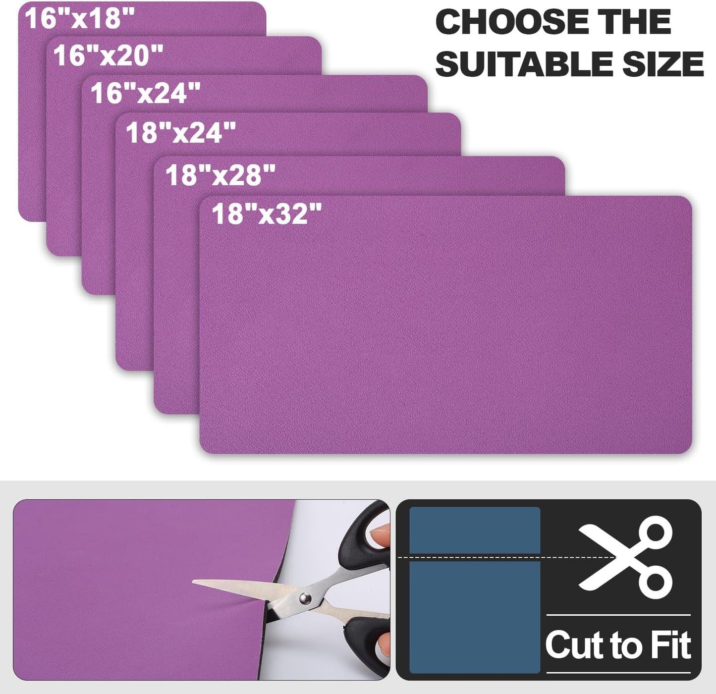 Dish Drying Mat for Kitchen Counter | Coffee Bar Mat for Countertops | Heat Resistant Drainer Mat with Non-slip Rubber Backed | Hide Stain Kitchen Absorbent Draining Mat | Purple 16"x18"