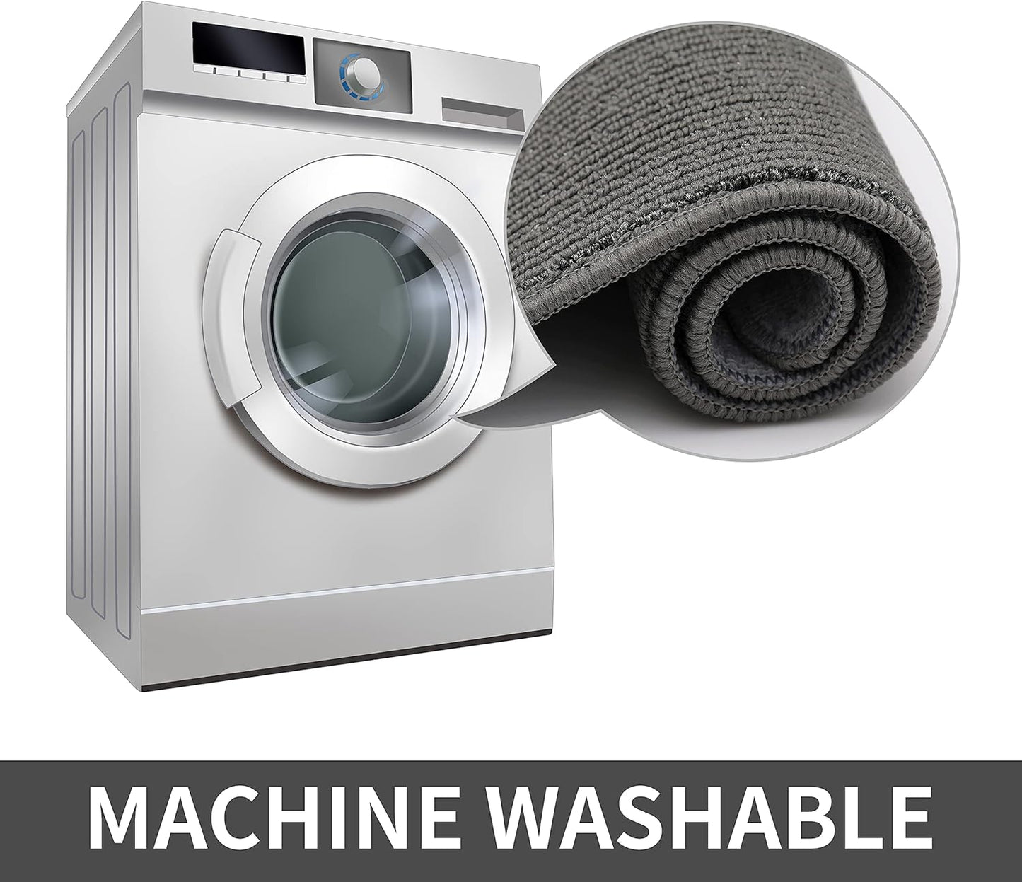 COSY HOMEER 20X48 Inch Kitchen Rug Mats Made of 100% Polypropylene Strip TPR Backing Soft Kitchen Mat Specialized in Anti Slippery and Machine Washable,for Kitchen, Floor Home,Office,Sink,Laundry,Grey