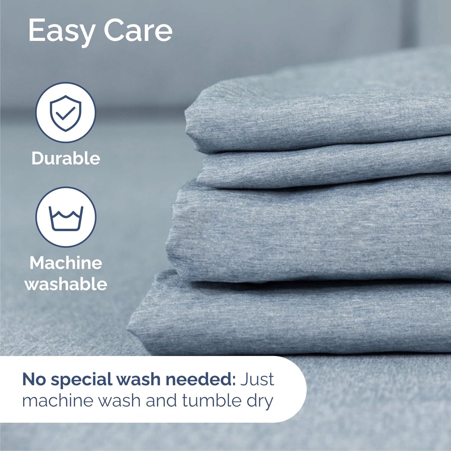 Cal King Size 4 Piece Sheet Set - Comfy Breathable & Cooling Bed Sheets Set - Hotel Luxury Bedding for Women, Men, Kids, Teens, Boys & Girls - Deep Pockets and Wrinkle Free - Blue (Heathered Sheets)