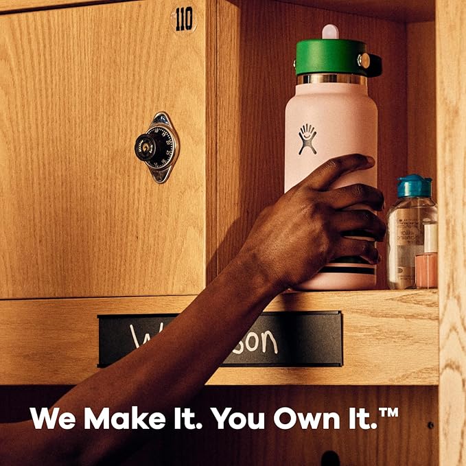 Hydro Flask Water Bottle - Insulated Stainless Steel - Wide Mouth Flex Straw Lid, Non Spill, Leakproof and Refillable in 24 Oz Campus Ivory