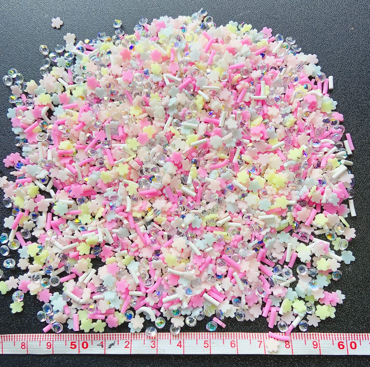 EHOPE Fake Sprinkles Resin Sprinkles Fake Candy Sprinkles Clay Sprinkles Polymer Sprinkles Polymer Clay Slices for Nail Art DIY Crafts Cake Phone Case(40G-Sugar granules+Cherry Blossoms-19)