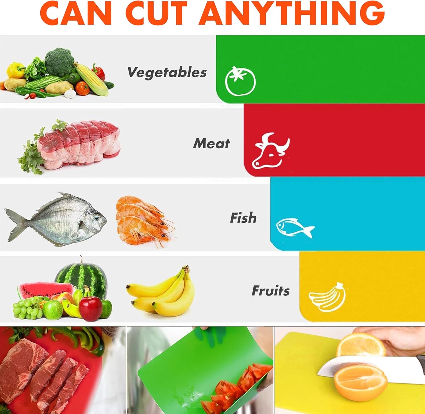 Cutting Boards for Kitchen β Bamboo Cutting Board with 7 Color-Coded Chopping Mats + Bonus Wood Cutting Board β Knife-Friendly & Dishwasher Safe Wooden Cutting Boards for Kitchen.