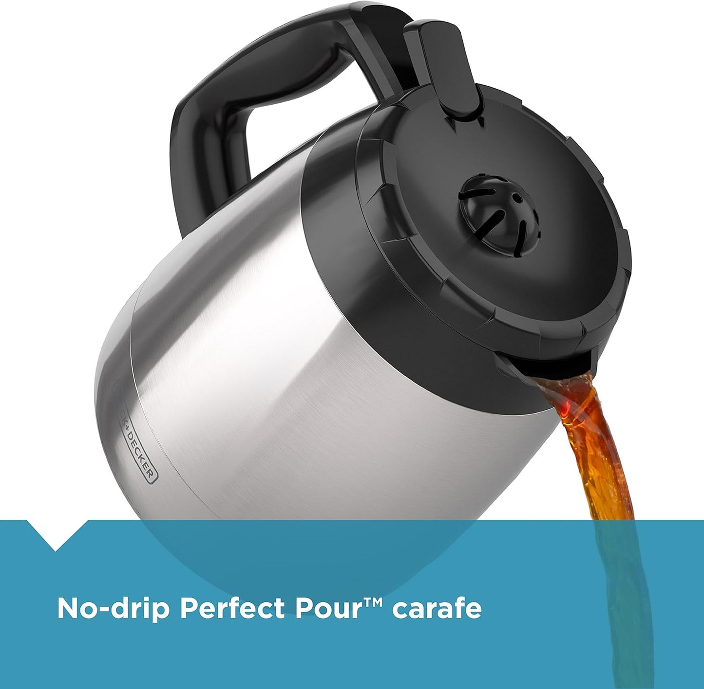 BLACK+DECKER 12-Cup Thermal Coffee Maker, Keep Coffee Hot with Insulated Stainless Steel Carafe, Digital Controls, Easy to Clean.