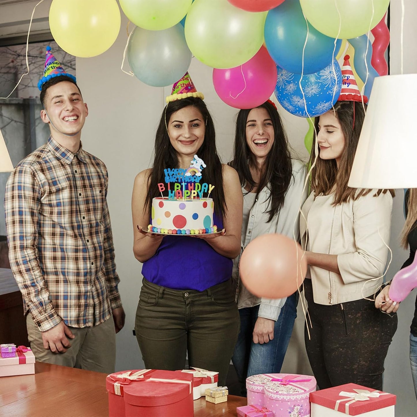 Cute Cake Decorations, Cake Topper, Cartoon Birthday Party Decorations (Blue)