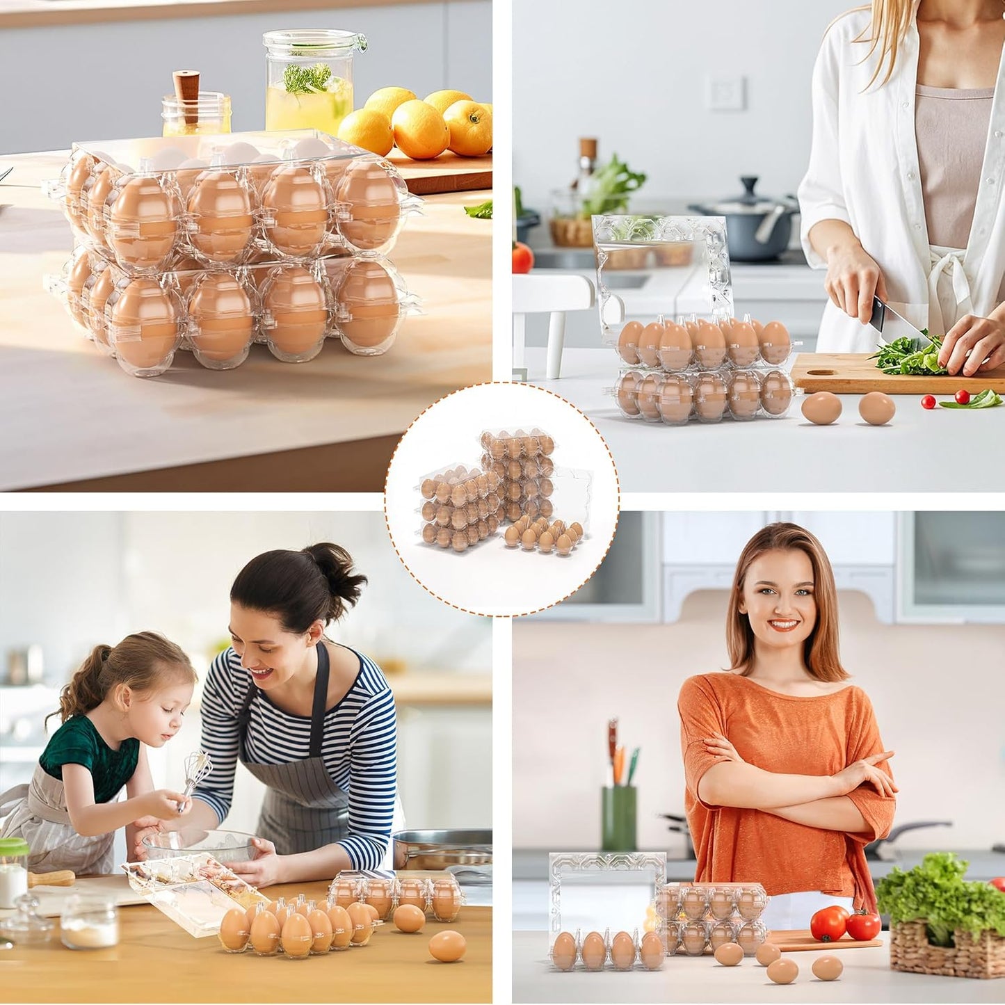 80 Pack Egg Cartons Cheap Bulk, 12 Count Clear Empty Egg Cartons for Fresh Chicken Eggs, 3x4 Grids Reusable Egg Holder Trays for Refrigerator Use, Chicken Farming, Family Storage and Market Purpose