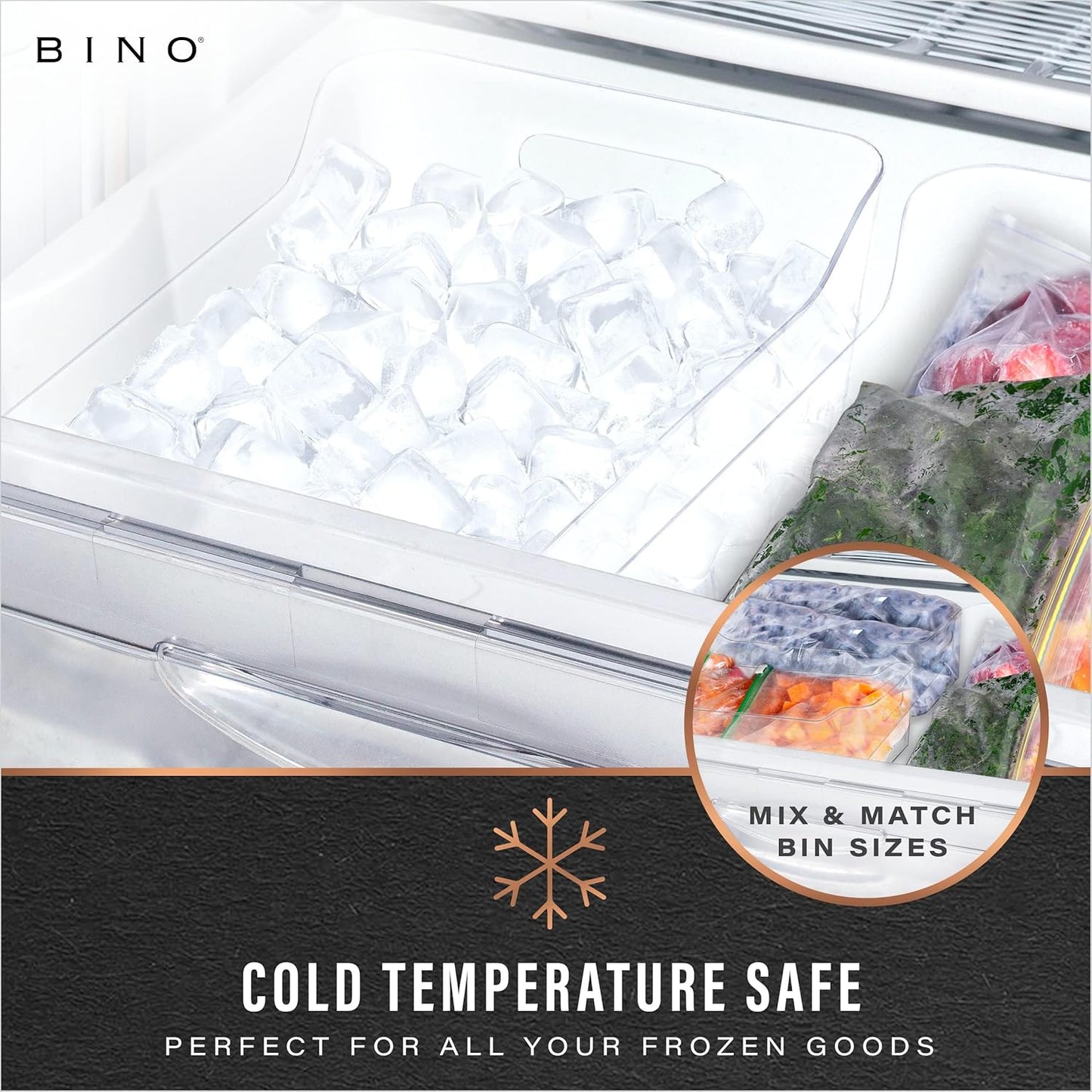 BINO | Plastic Organizer Bins, X-Small - 4 Pack | THE SOHO COLLECTION | Multi-Use Organizer Bins | Pantry & Freezer Bin | Plastic Storage Containers | Bin for Home & Kitchen Org