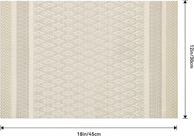 Leetaltree Stardust Yellow Placemats Set of 12 - Heat Resistant Non-Slip Place mats for Dining Table, Washable Durable PVC Vinyl Woven Table Mats(Stardust Yellow, 12)