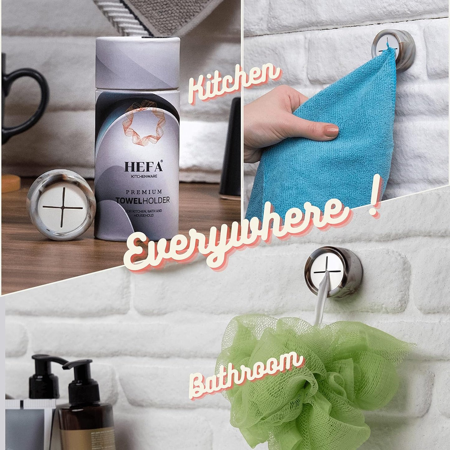 HEFA Kitchen Towel Holder, Towel Hooks, Dish Towel Holder, Organization, Bathroom Accesories, Kitchen Towel Hook, Gift, Kitchen Gadgets 4 Pack