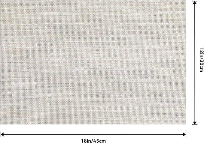 Leetaltree Beige White Placemats Set of 4 - Heat Resistant Non-Slip Place mats for Dining Table, Washable Durable PVC Vinyl Woven Table Mats(Beige White, 4)