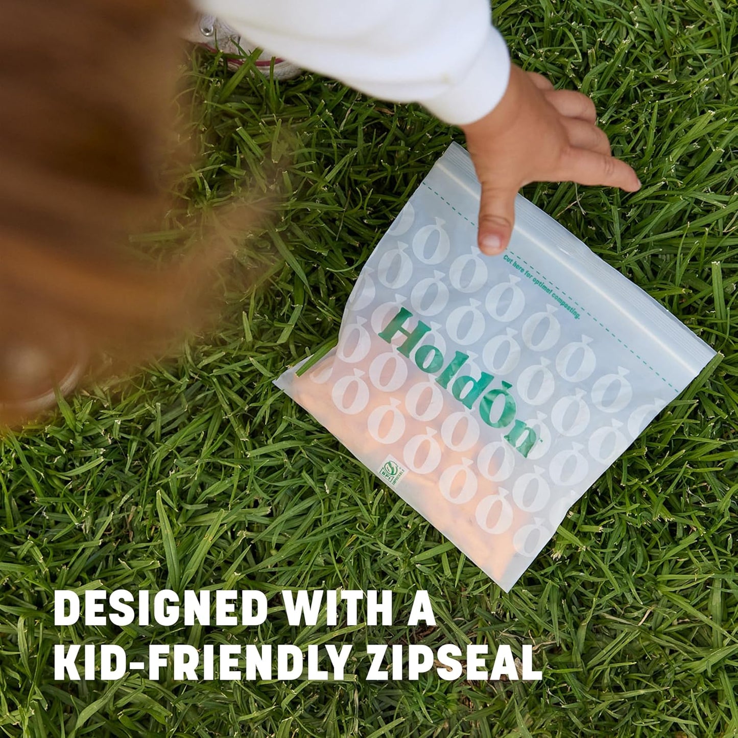 HoldOn Zipseal Sandwich Bags – Compostable, PFOA-Free, BPA-Free, Food-Safe Zip Seal Food Storage Bags With Secure Seal for Home & Travel, Freezer-safe (100 bags total)