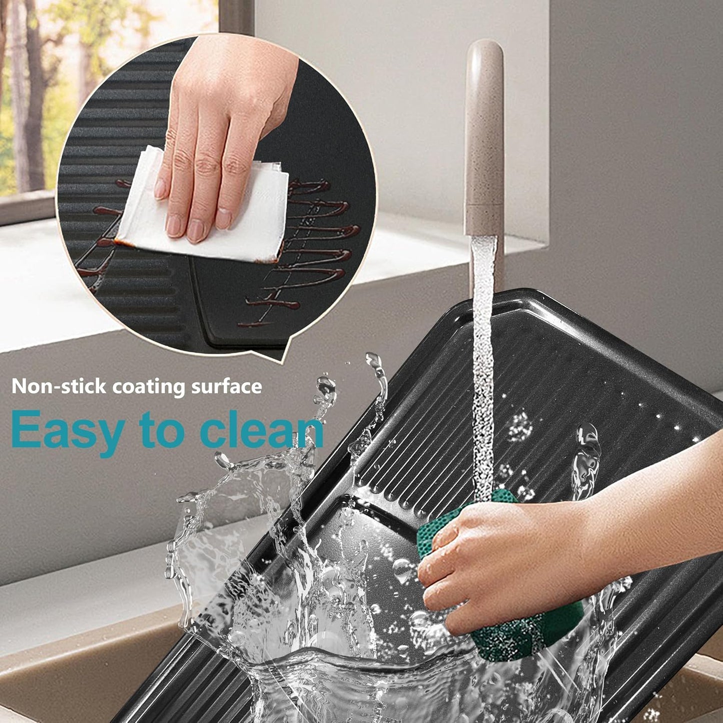 TAMARIT 8-Person Raclette Grill, Electric Party Grill with Nonstick Plate, 8 Pans & Spatulas, 1500 W (Indoor), Stainless Steel