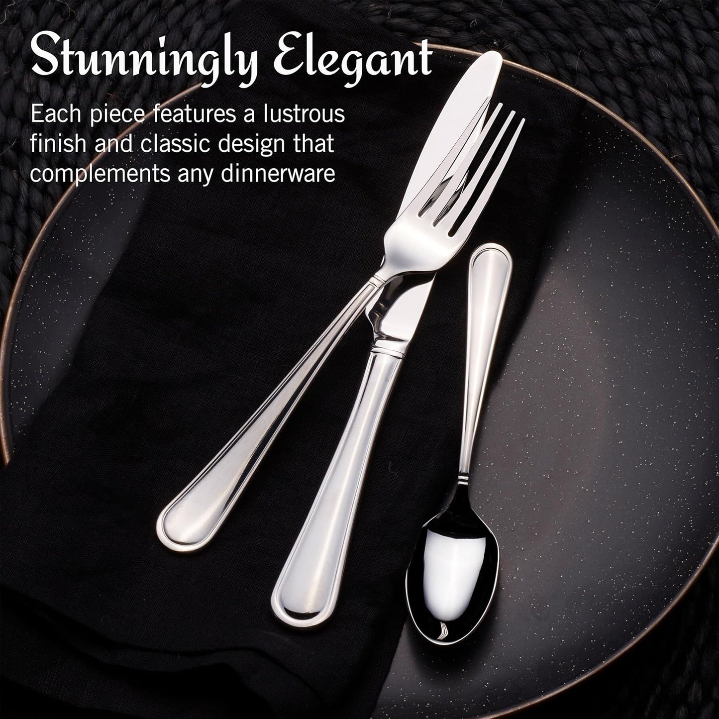 Mikasa, Virtuoso Flatware Service for 12, 65 Piece Set, 18/10 Stainless Steel, Silverware Set with Serving Utensils