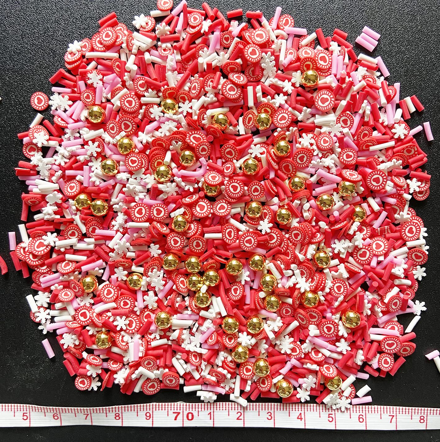 EHOPE Fake Sprinkles Resin Sprinkles Fake Candy Sprinkles Clay Sprinkles Polymer Sprinkles Polymer Clay Slices for Nail Art DIY Crafts Cake Phone Case(40G-Red Heart+Snowflake-32)
