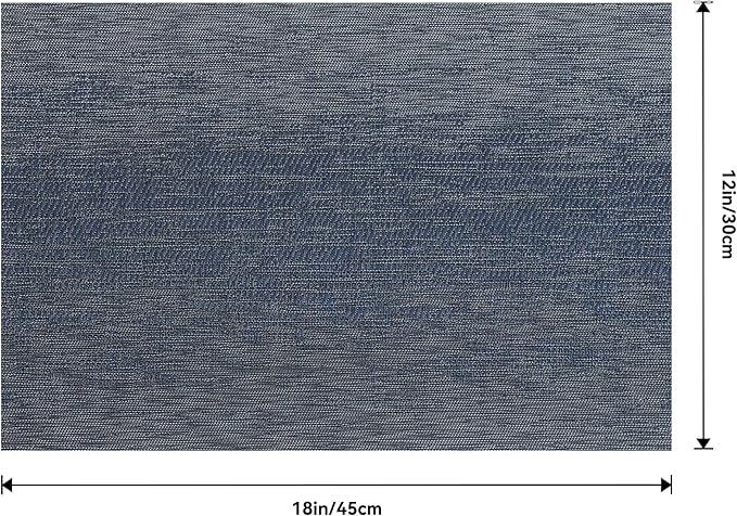 Leetaltree Denim Blue Placemats Set of 8 - Heat Resistant Non-Slip Place mats for Dining Table, Washable Durable PVC Vinyl Woven Table Mats(Denim Blue, 8)
