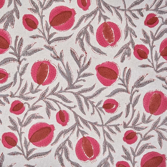 Ridhi -Sangria Red Cotton Tablecloth, Handblock Print Floral Table Cloth for Kitchen Dining Linen I Thanksgiving, Christmas, Wedding, Fall Décor 8 Seater 70X108 Inch Rectangle