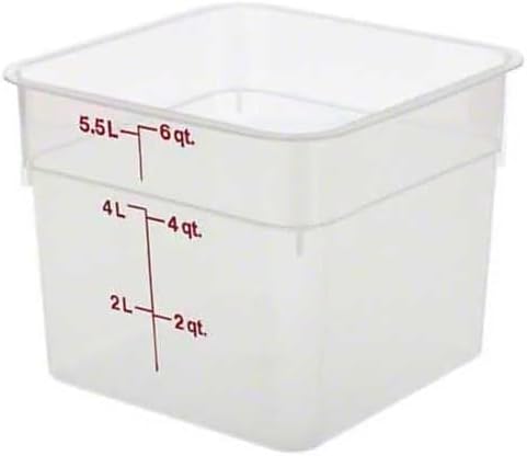 Cambro Food Storage Container - Classic Series Square - 6 QT (Quart) - Commercial Grade for Food Prep (Translucent)