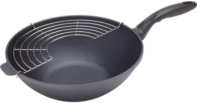Swiss Diamond 11.8" (4.9 Qt) Wok HD Nonstick Induction Diamond Coated Aluminum Wok Dishwasher Safe and Oven Safe Wok, Grey