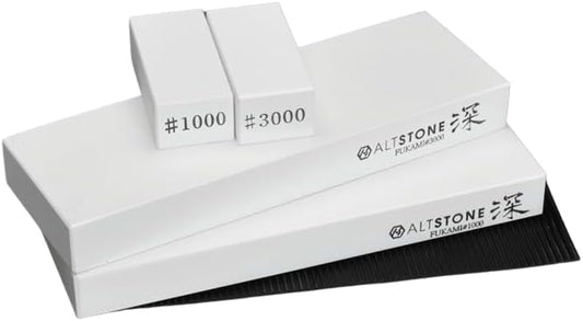 Whetstone Sharpening stone medium 1000 finishing 3000 w/Nagura, 7.1" x 2.4" x 0.8" (Pro Power. Perfectly Compact for home use), Made in Japan (#1000/#3000)
