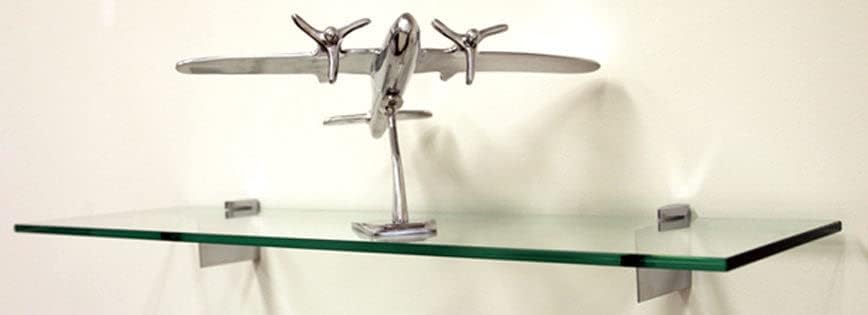 Spancraft Glass R-8x18-Chrome Raven Glass Shelf, 8" x 18", Chrome