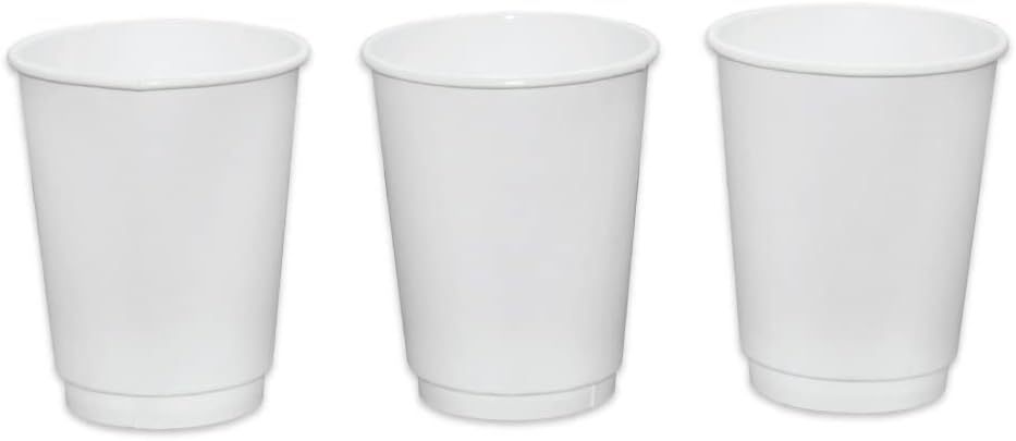 Insulated Paper Cups for Coffee & Tea Made in USA | Recyclable Double Wall Disposable To-Go Cups for Hot Beverages | Sturdy, Food Safe, and Eco-Friendly Hot Cups (12 oz, 200 Count)