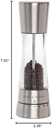Cole & Mason Derwent Pepper Mill - Refillable Pepper Grinder with Gourmet Precision Mechanisms - Kitchen Accessories for Cooking - Black Peppercorn Grinder for Seasoning - Pepper Mill, Stainless Steel
