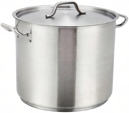 Winware Stainless Steel 32 Quart Stock Pot with Cover, Silver