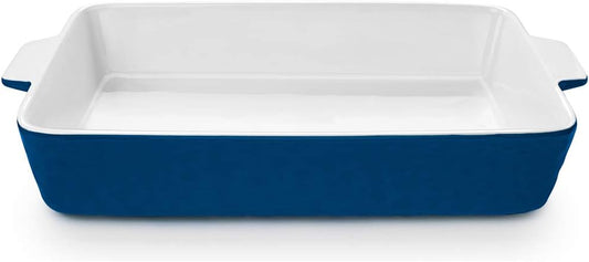 4 QT Baking Dish, Casserole Dishes for Oven, 9x13 Baking Pan with Handles, Lasagna Pan Deep, Ceramic Casserole Dish Oven Safe for Baking, Lasagna, Kitchen, Wedding Gift (Dark Blue)