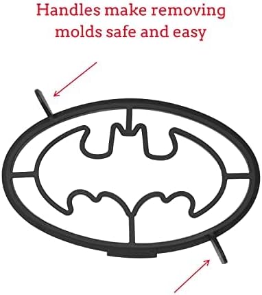 Whiskware Justice League Silicone Pancake Mold and Shaper, Breakfast Art Dishwasher Safe, BPA and Phthalate Free Plastic, Batman