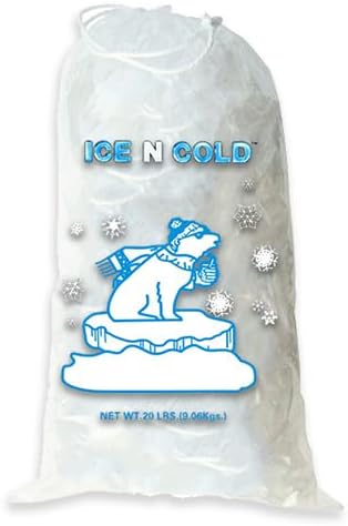 8 lb/10 lb/20 lb Ice Bags with Drawstring Closure | 37-50 mic Thickness | Poratble Storage and Freezer Keeper (50ct, 20lb)