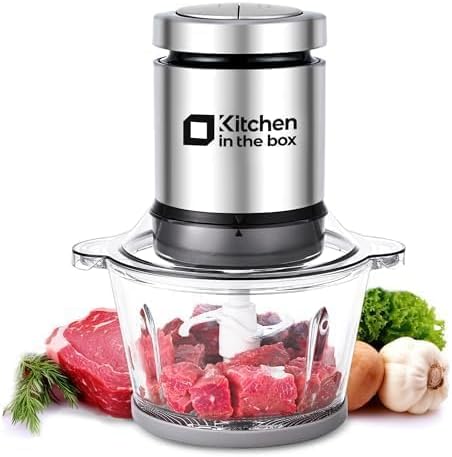 Kitchen in the box Mini Food Processors,400W Powerful Mini Meat Grinder & Food Chopper,Electric Vegetable Chopper with One 3 Cup Bowl & S Blades for Meat/Fish/Vegetable/Baby Food,3cup(1bowl)